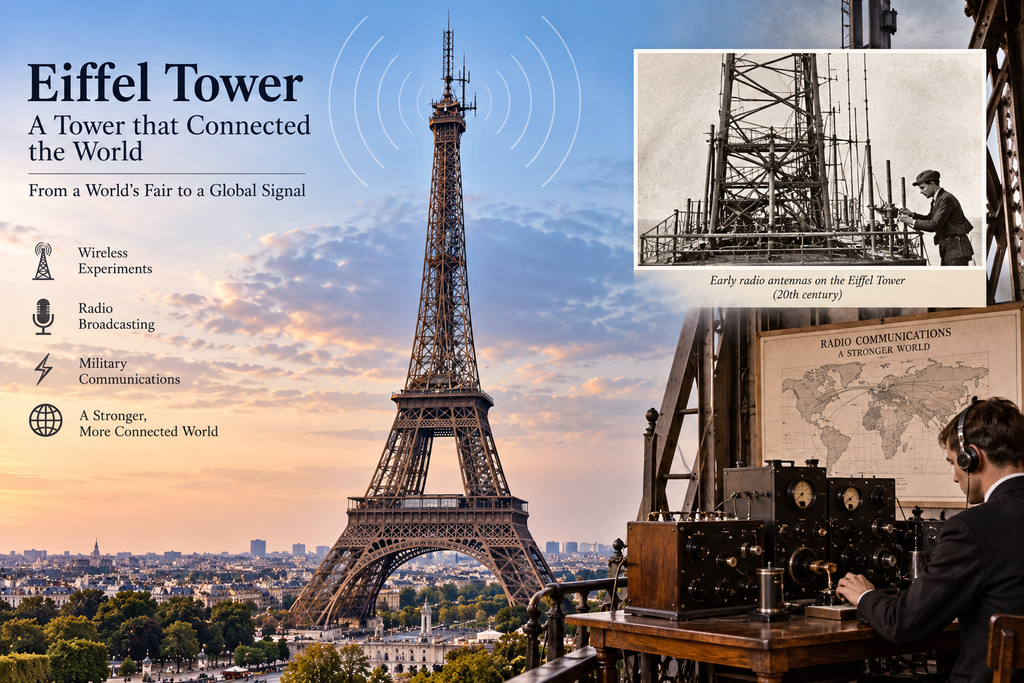 Eiffel Tower antennas used for radio and telecommunications