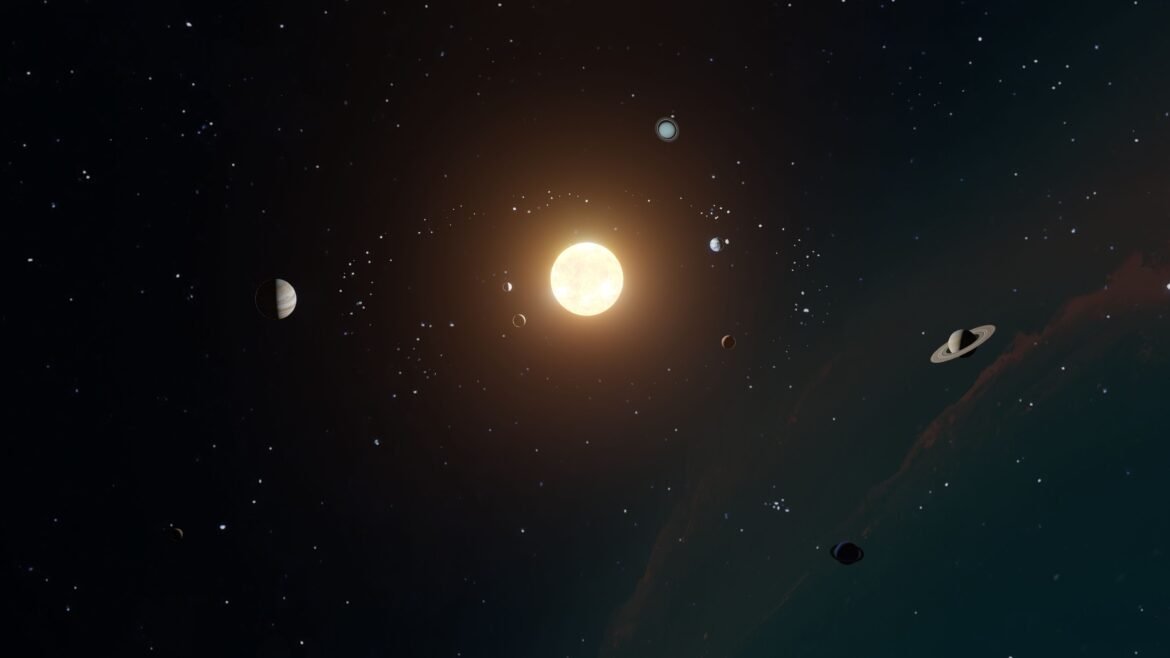 Space universe illustration with planets and stars