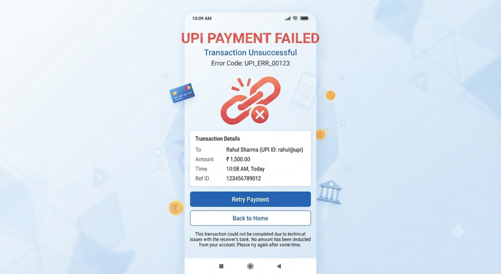 UPI payment failed error screen illustration