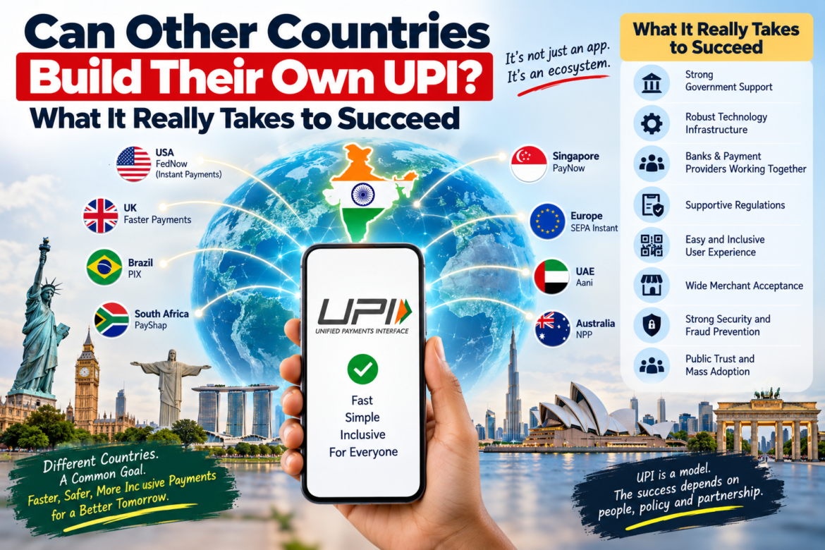 UPI global digital payments world map illustration