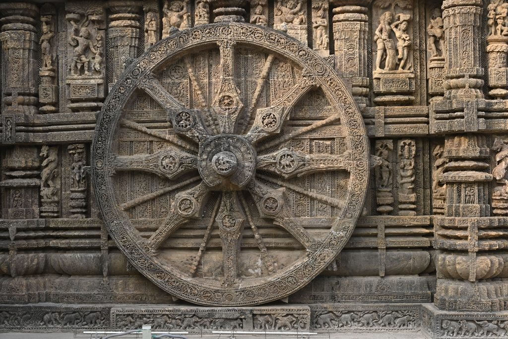 Konark Sun Temple in Odisha with its giant stone wheel and chariot architecture